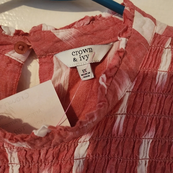 Crown and IVY Women's Pink Blouse 1X - Picture 4 of 6